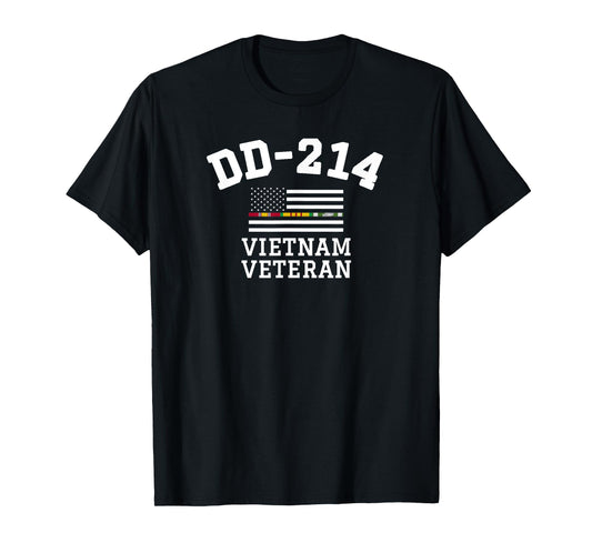 DD-214 Alumni Vietnam Veteran Thin Line Flag T-shirt