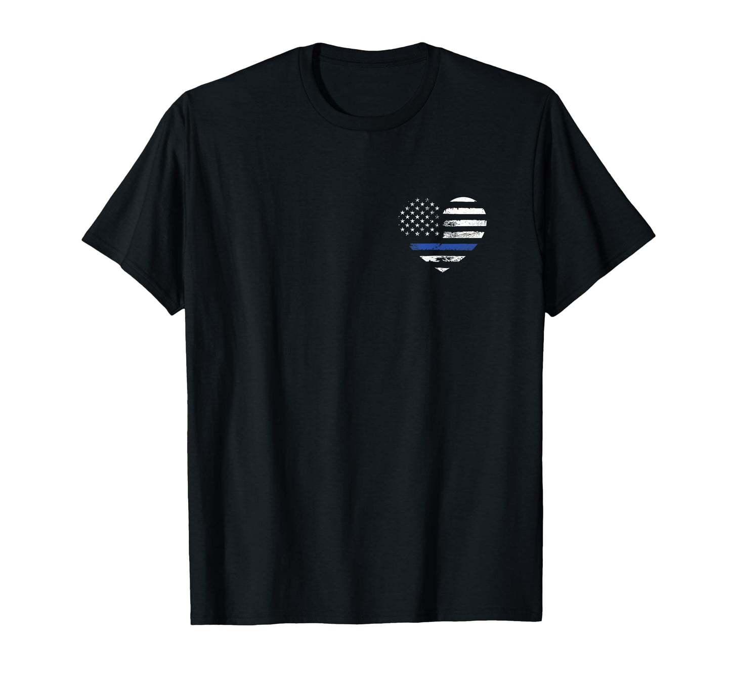 Police Officer Support Thin Blue Line Flag Heart T-Shirt