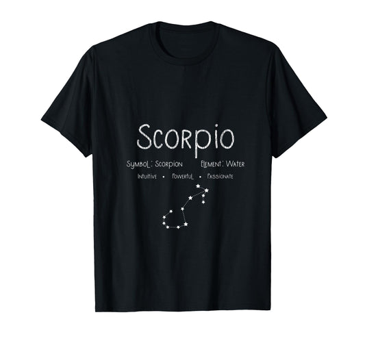 Womens Vintage Distressed Scorpio Symbol Zodiac Sign Birthday Gift V-Neck T-Shirt