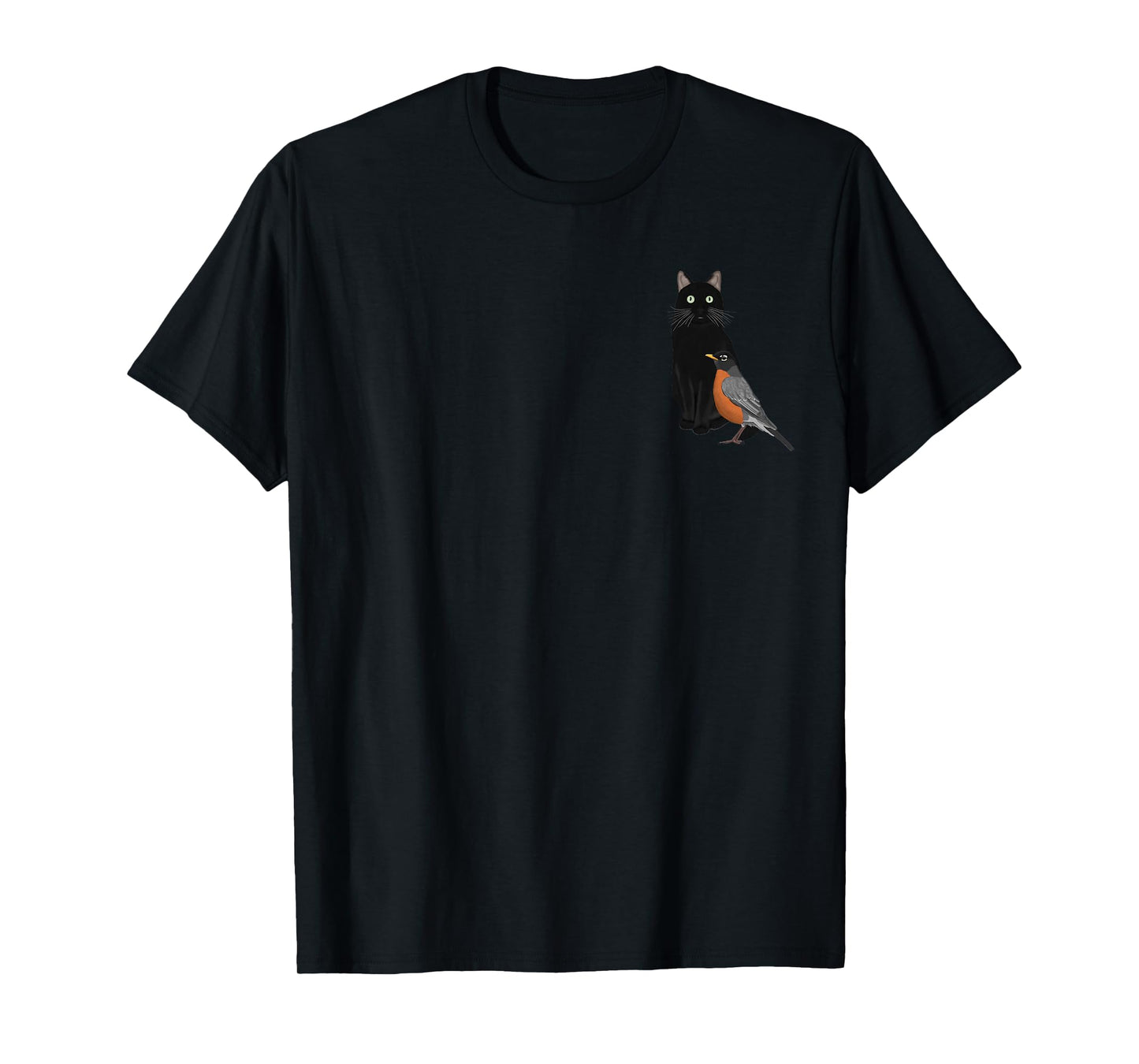 Robin with a Cat Bird Birdwatching Biologist Ornithologist T-Shirt