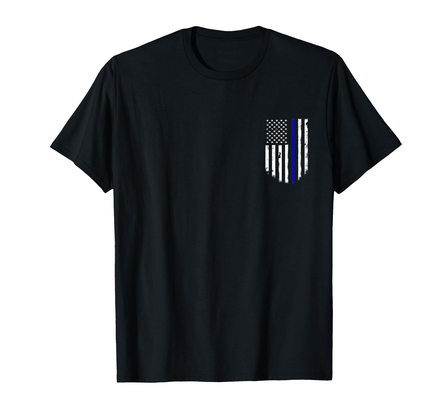 Thin Blue Line Flag T-Shirt Chest Pocket Vintage Top Tee