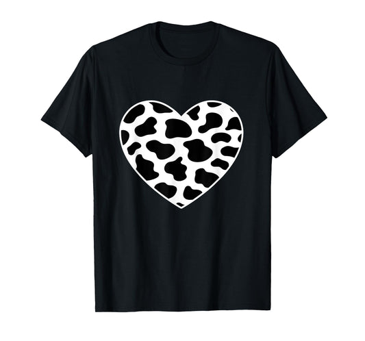 Cow Print Heart Cow Mom Mommy Dad Cow Lover Women Men Farmer T-Shirt