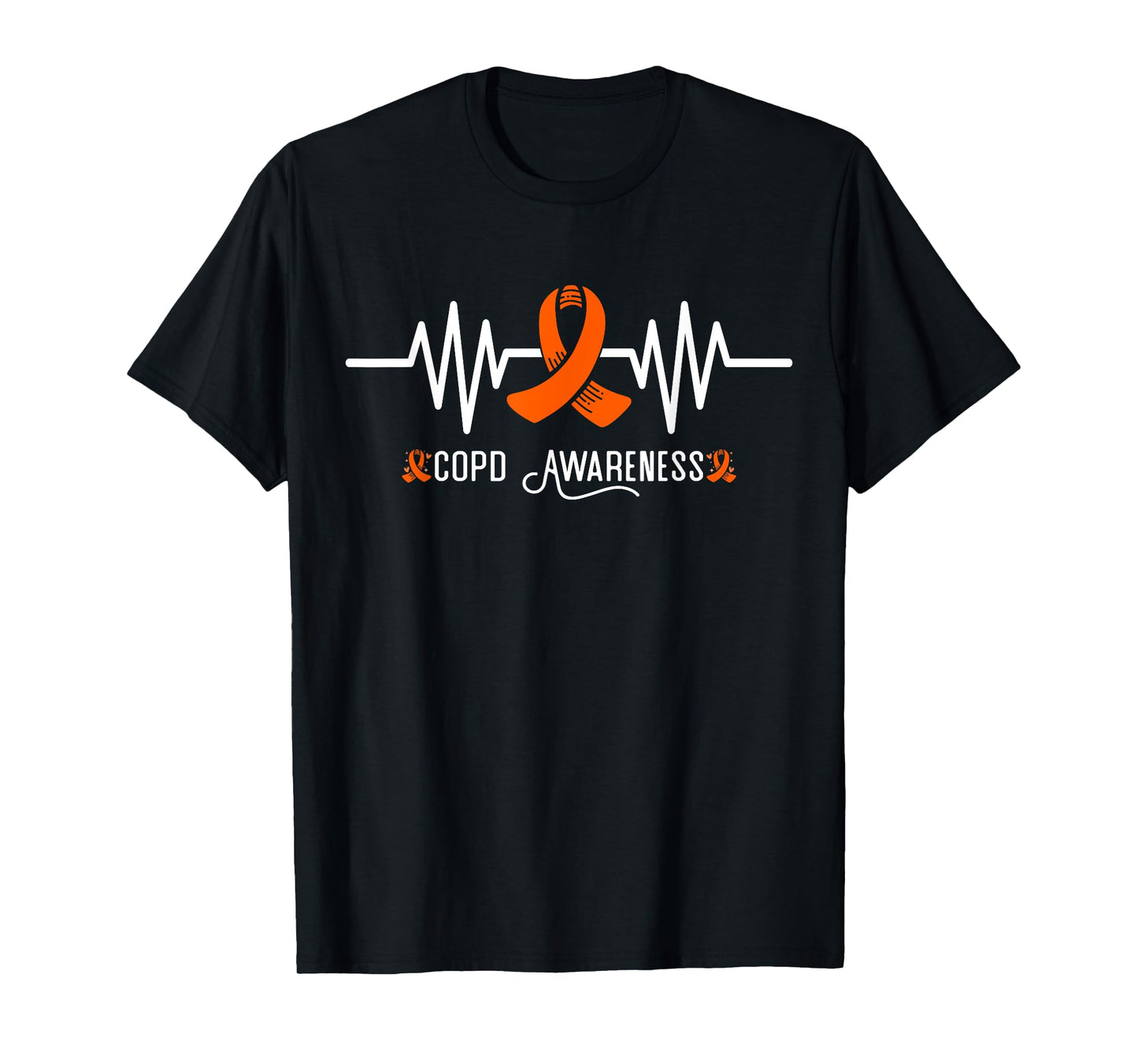 COPD Awareness Heartbeat Orange Ribbon COPD Awareness T-Shirt