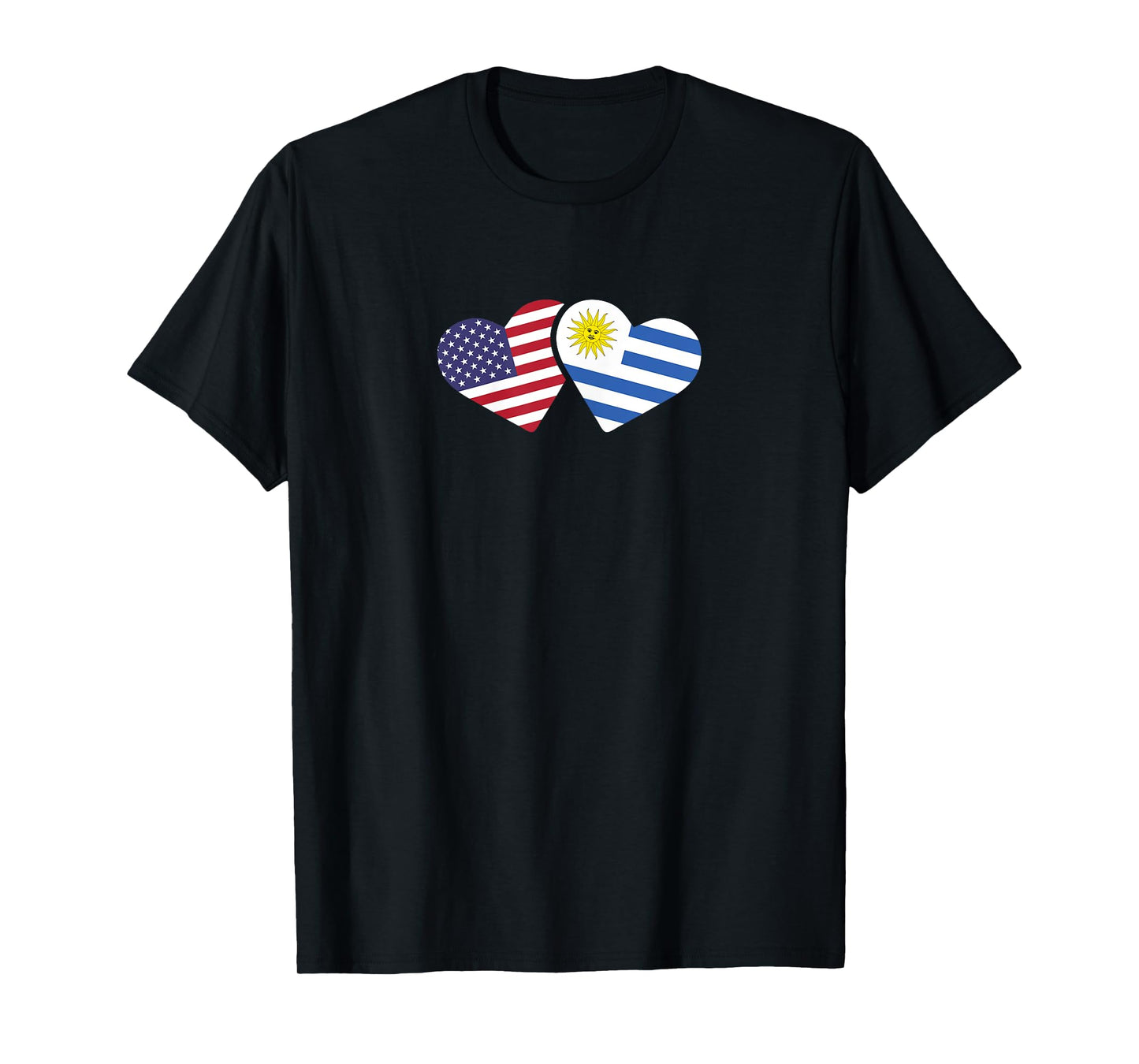 USA Uruguay Flag T Shirt Hearts Uruguayan American Love Gift T-Shirt