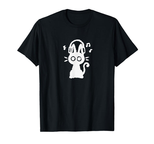 90s Y2K Funny Cute Tomcat Cat Kitten with Headphone Headset Men Women Kids T-Shirt
