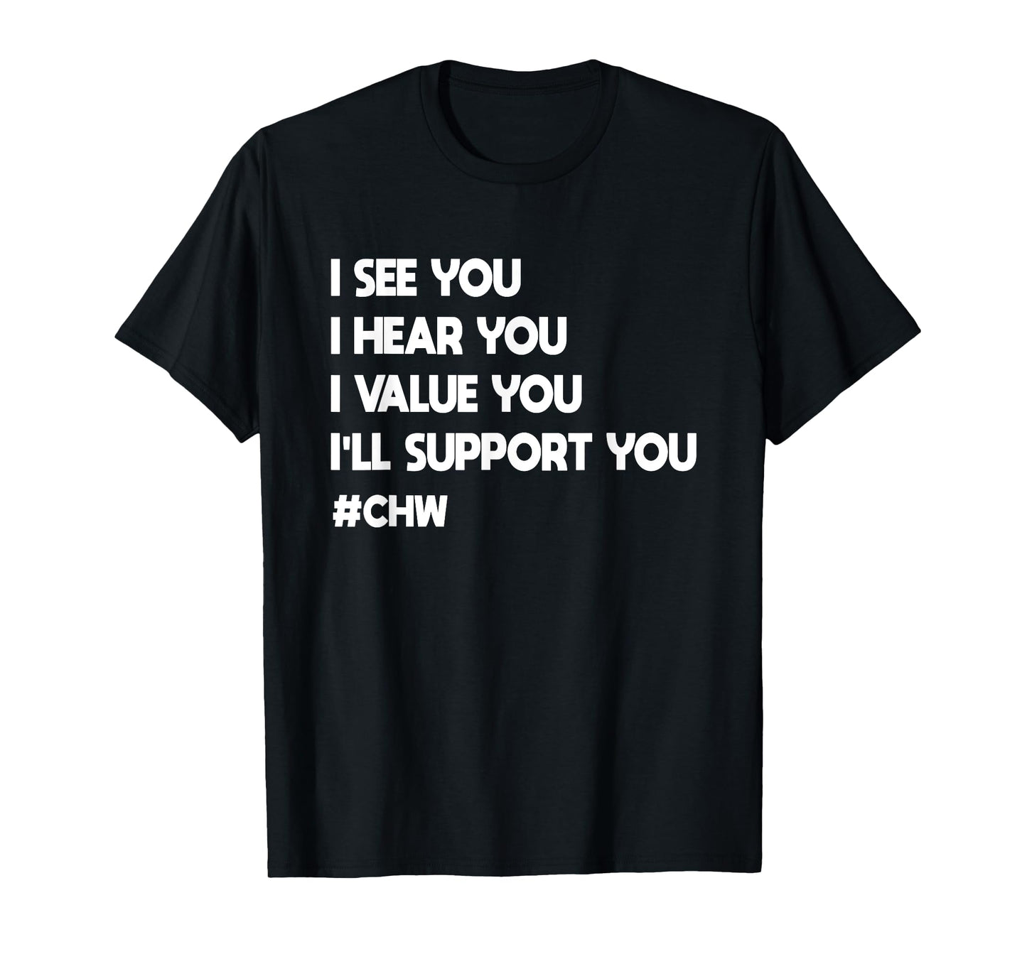 Community Health Worker Tees Unisex-Adults Black Small CHW T-Shirt
