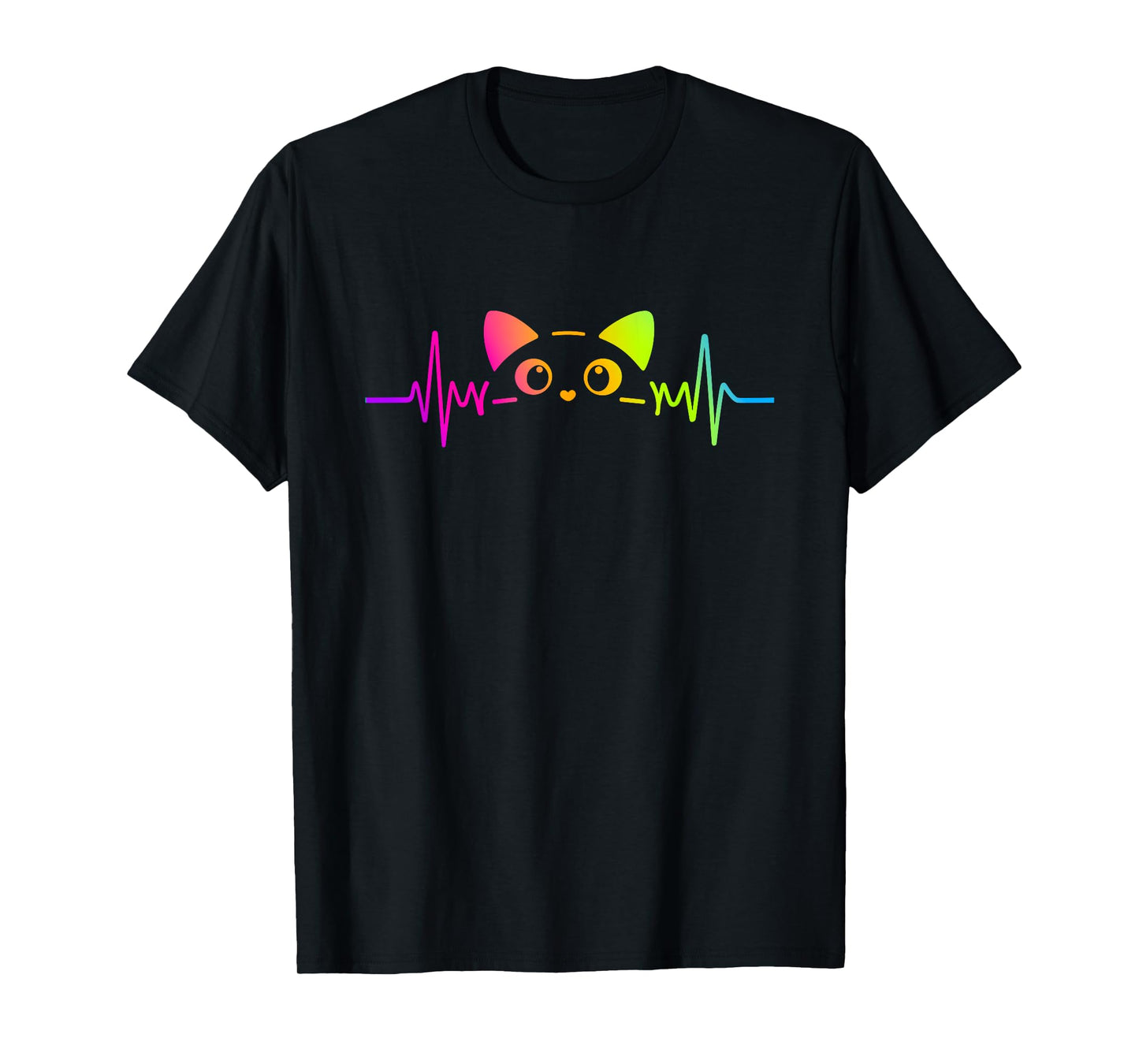 Heartbeat Cat Men Women Kids Kitten Cat Lover Funny Cute T-Shirt