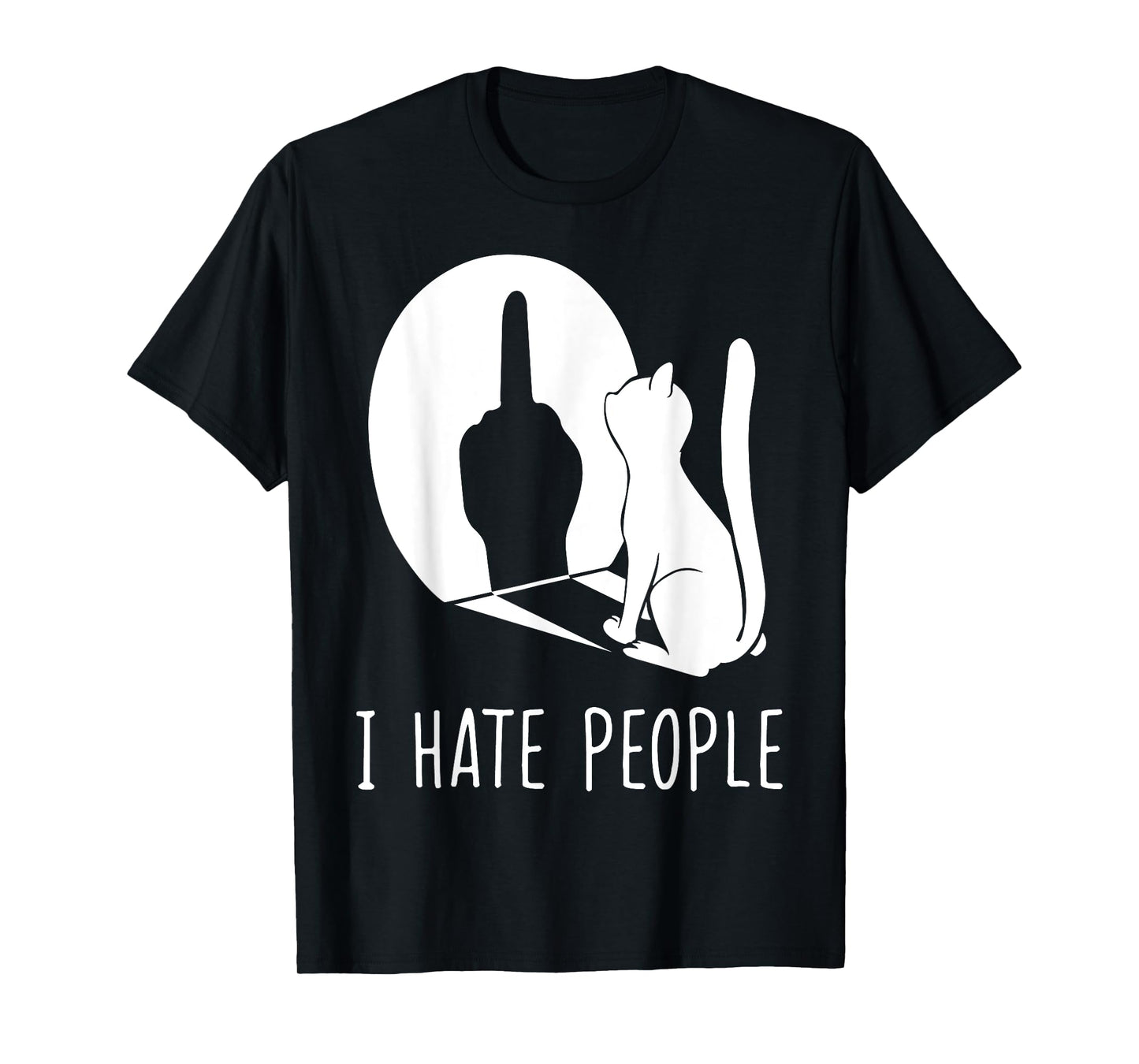 Cat Shadow I Hate People Middle Finger T-Shirt
