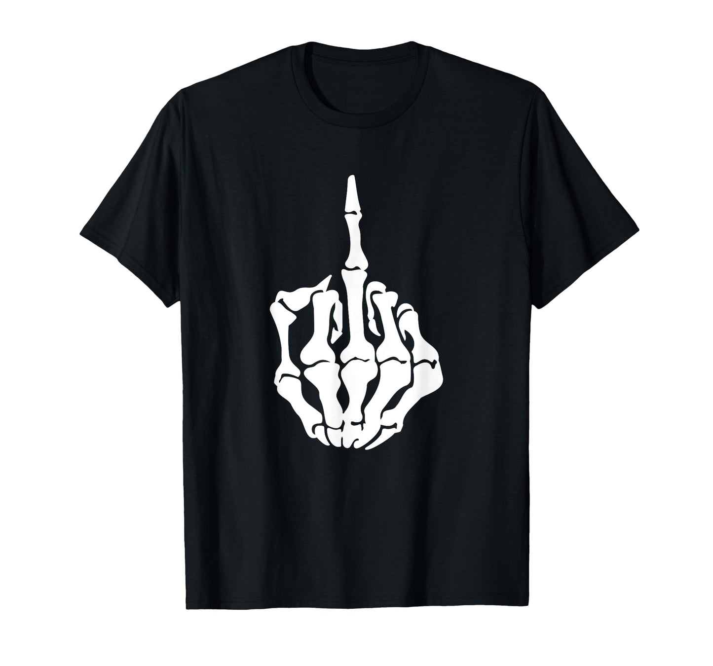 Skeleton Hand Middle Finger Halloween Biker Rocker Funny T-Shirt
