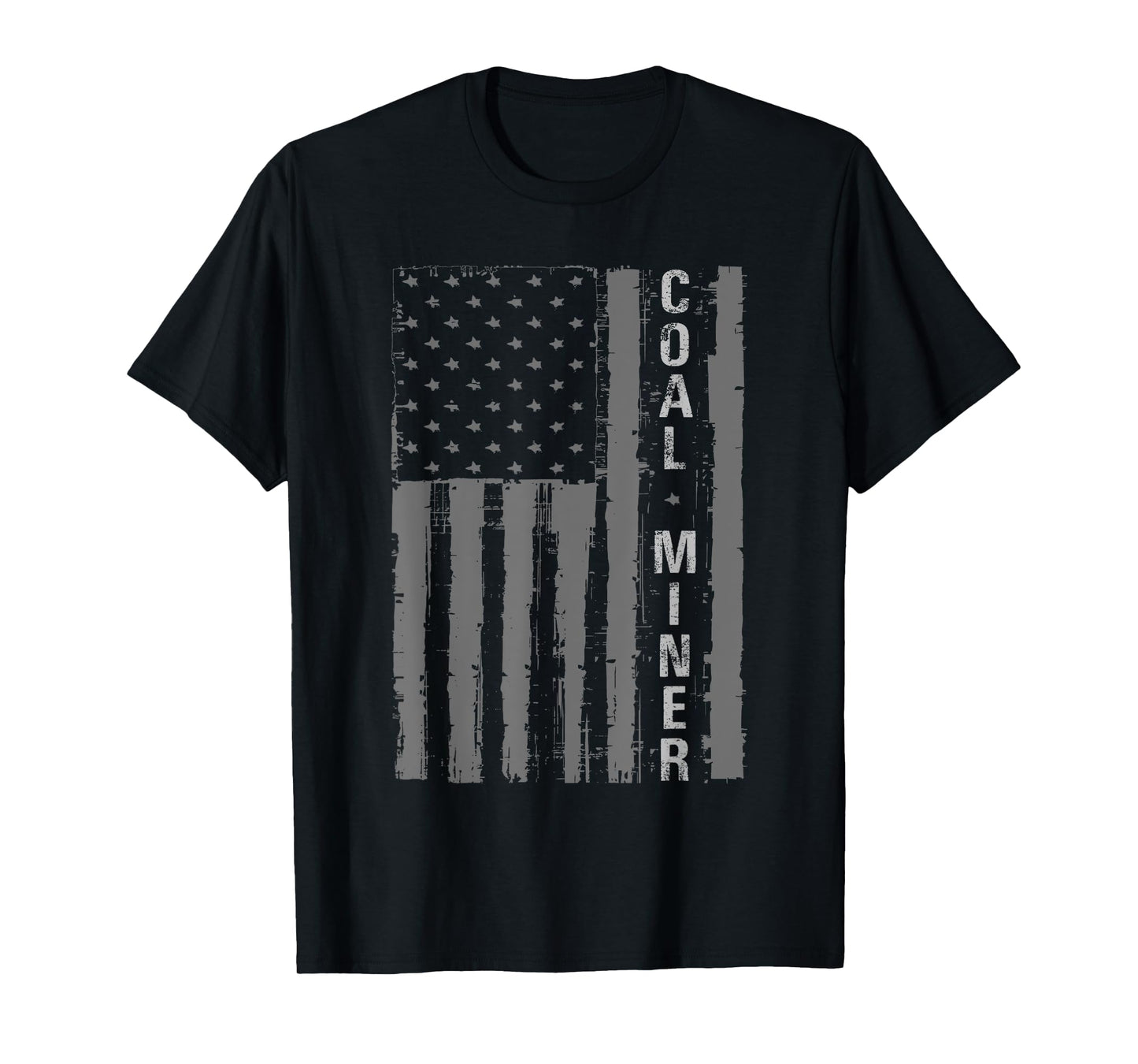 Distressed American Flag Coal Miner Mining Proud Men Gifts T-Shirt
