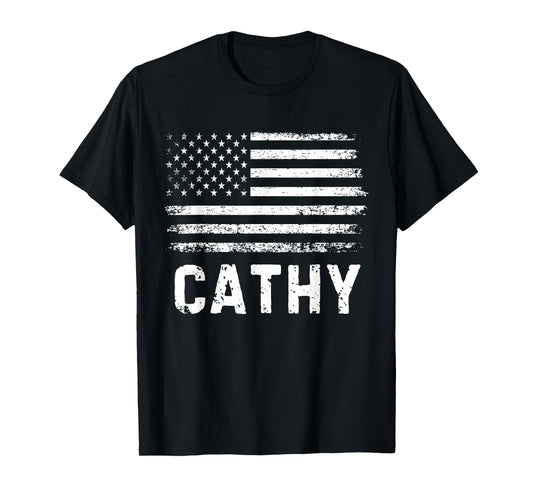 Cathy Birthday Forename Flag Personalized USA T-Shirt