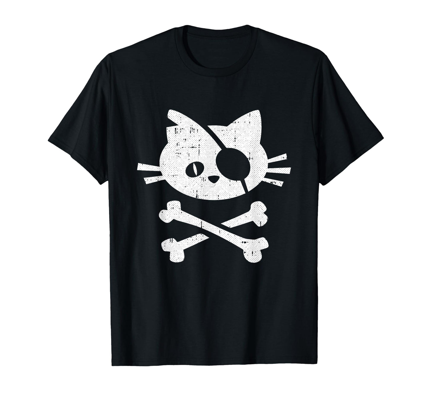 Cat Pirate Lazy Halloween Costume Kitten Skull Cross-bones T-Shirt