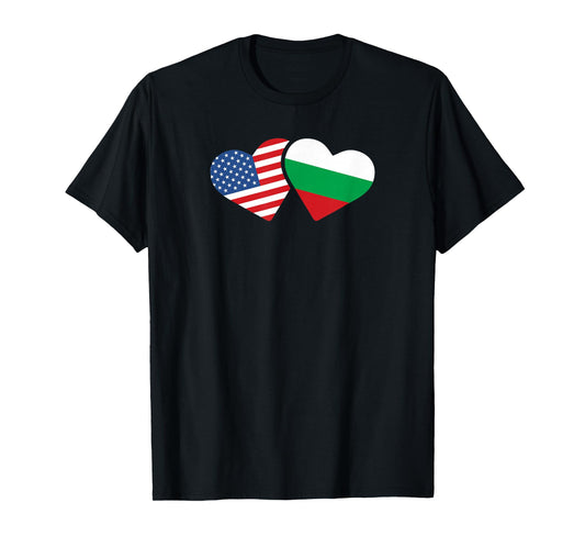 Bulgaria USA Flag T Shirt Heart Bulgarian Americans Love T-Shirt