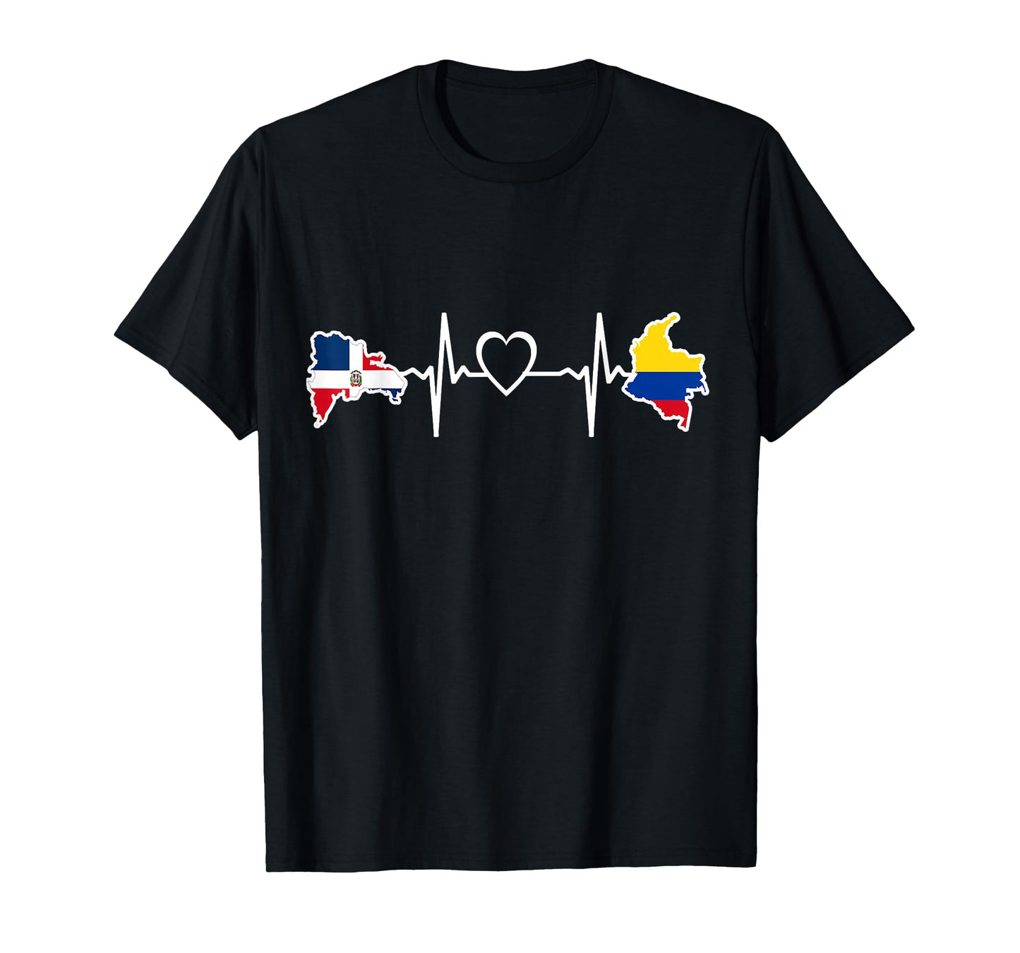 Dominican Republic Colombian Flag Heartbeat T-Shirt
