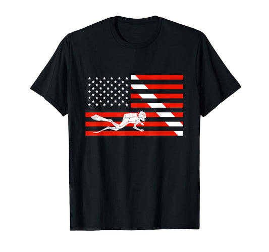 American Scuba Diver Flag Cool Scuba Dive Flag Diver Gift T-Shirt