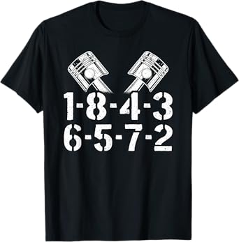 1-8-4-3-6-5-7-2 Firing Order V8 Big Block Car Guy Garage T-Shirt