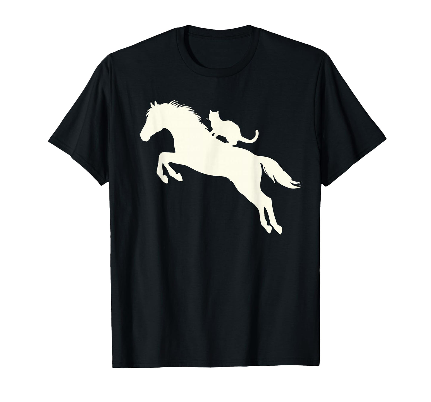 Horseback Riding Cat Silhouette for Animal Lovers Funny Cat T-Shirt