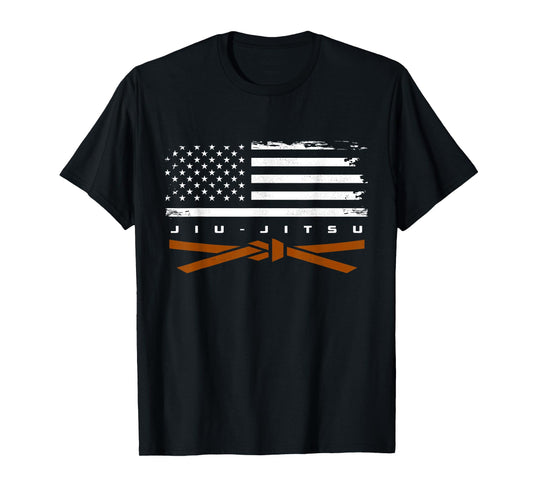 American Flag Jiu - Jitsu Apparel - Brown Belt Jiu Jitsu T-Shirt