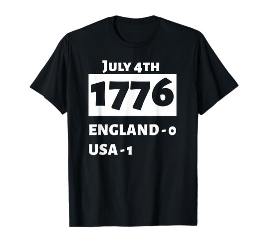 Patriotic for USA Fourth Of July 1776 Independence T-Shirt - Black, Unisex, Short Sleeve, Classic Fit, Small