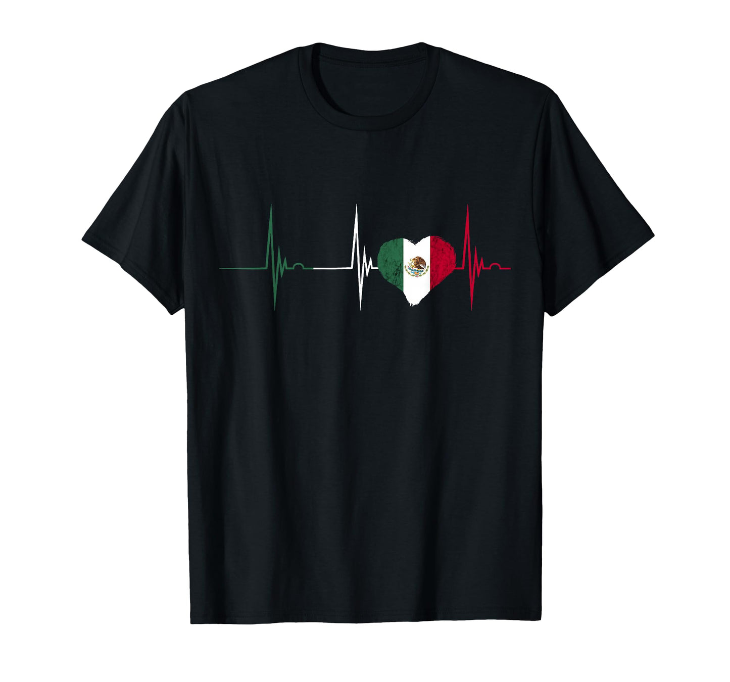 Mexican Flag Cardiogram Heartbeat EKG Pulse Heart Mexico T-Shirt