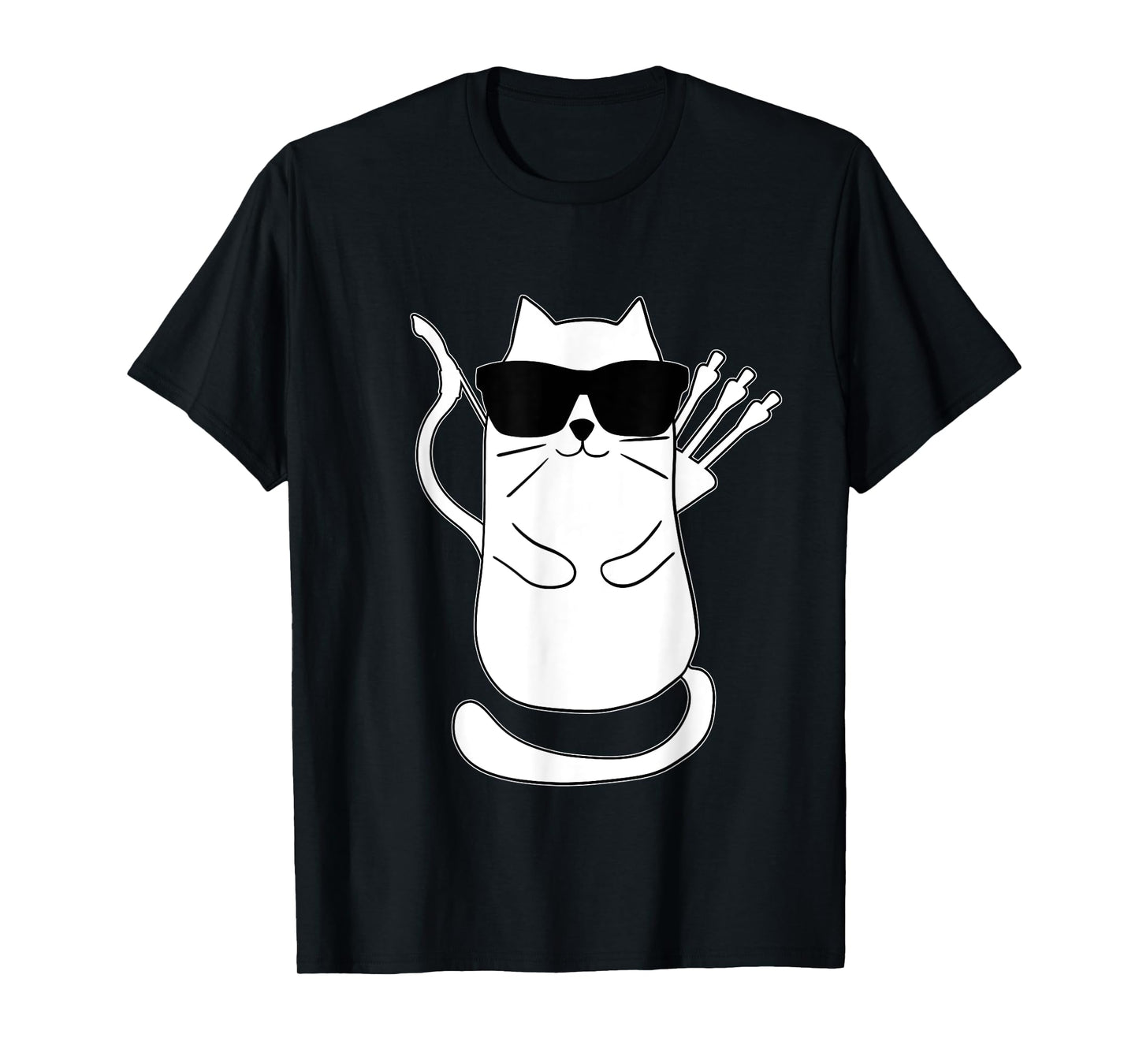 Funny Archery Cat Archer Bow Shooting Retro Vintage T-Shirt for Men Women Kids