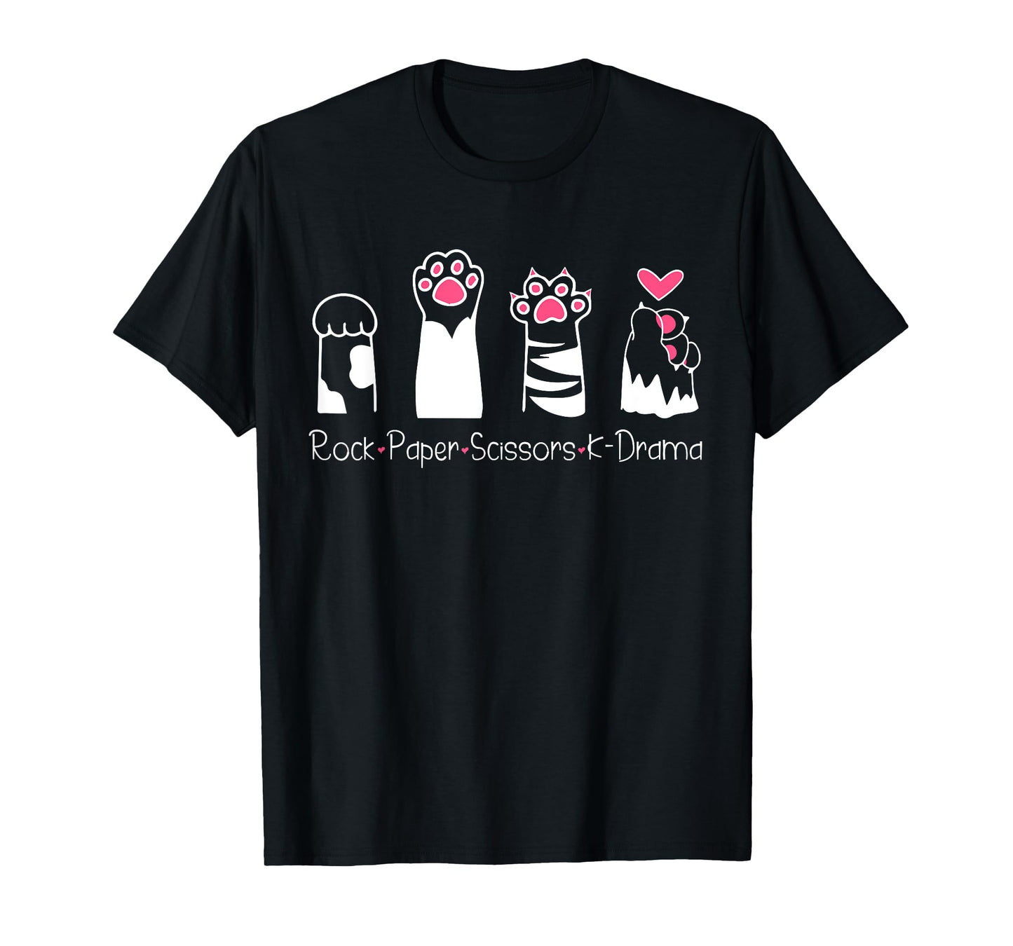 Rock Paper Scissors K-Drama Cute Paw Hand Game Funny Cat T-Shirt for Men Women