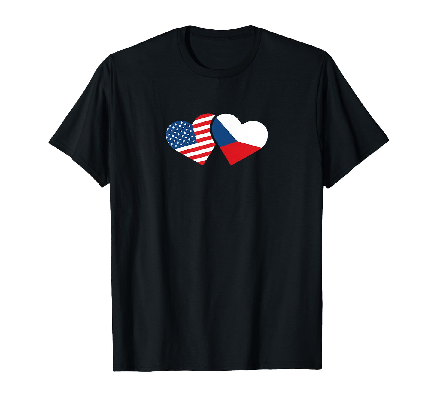 Czech Republic USA Flag T Shirt Heart Czech Americans Love T-Shirt
