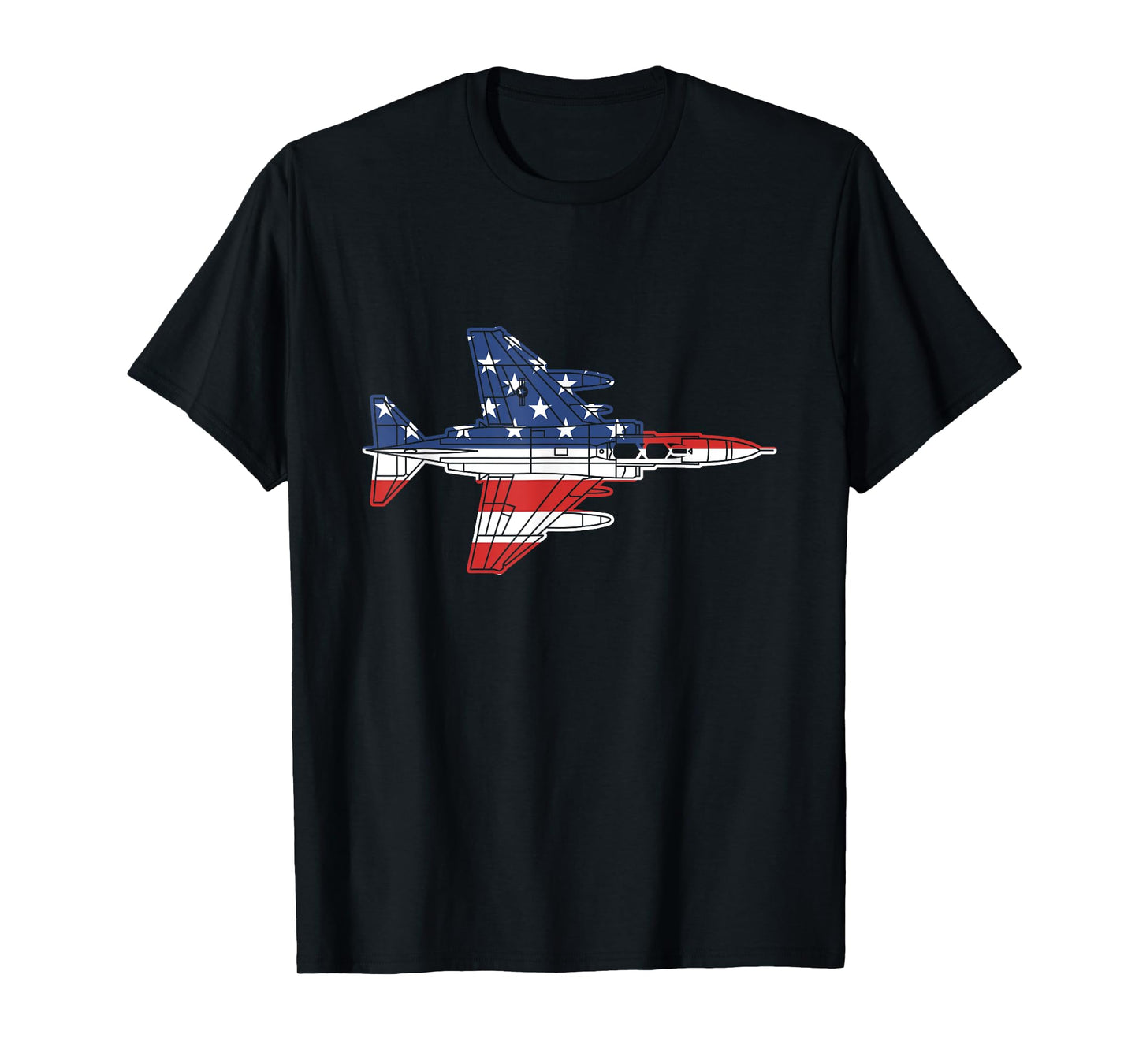 F-4 Phantom Fighter Jet Airplane Schematic American Flag F4 T-Shirt