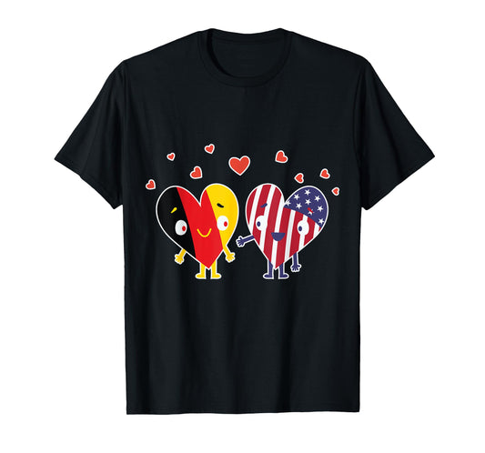 German and American Flag USA Heart Gift T-Shirt