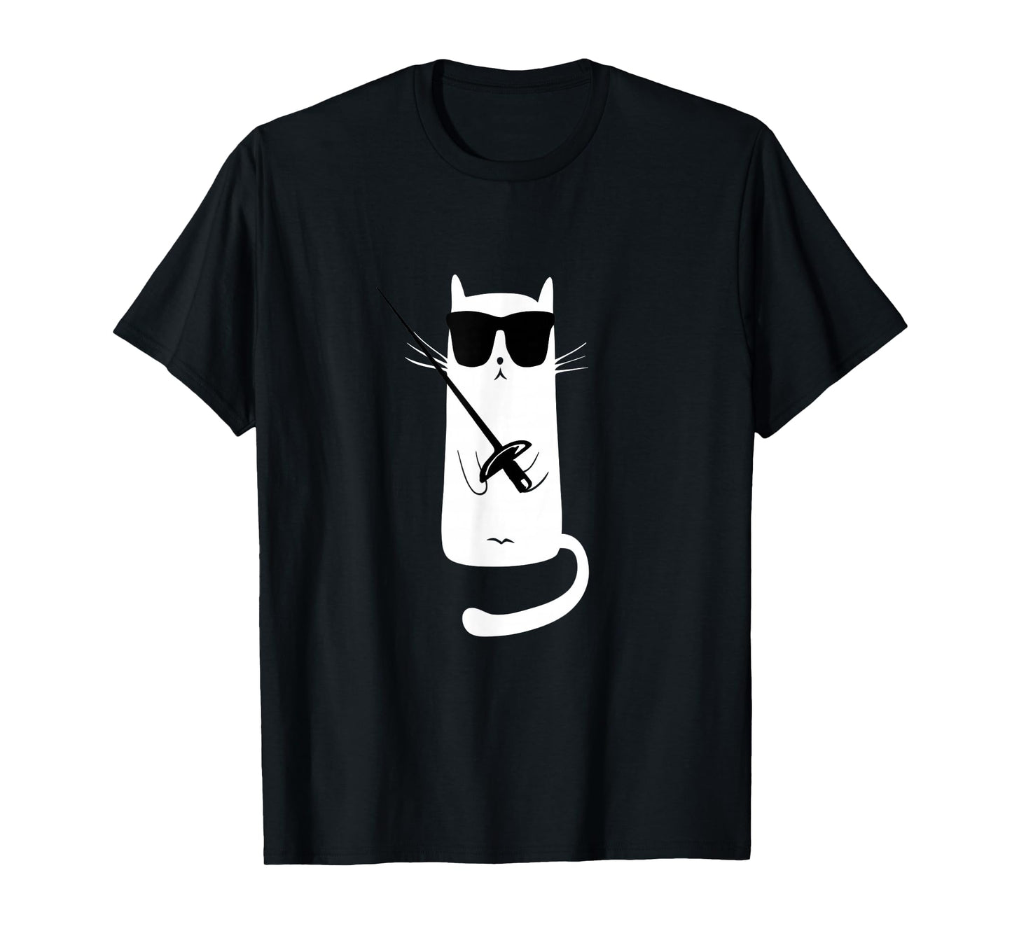 Funny Cat Wearing Sunglasses Fencing T-Shirt