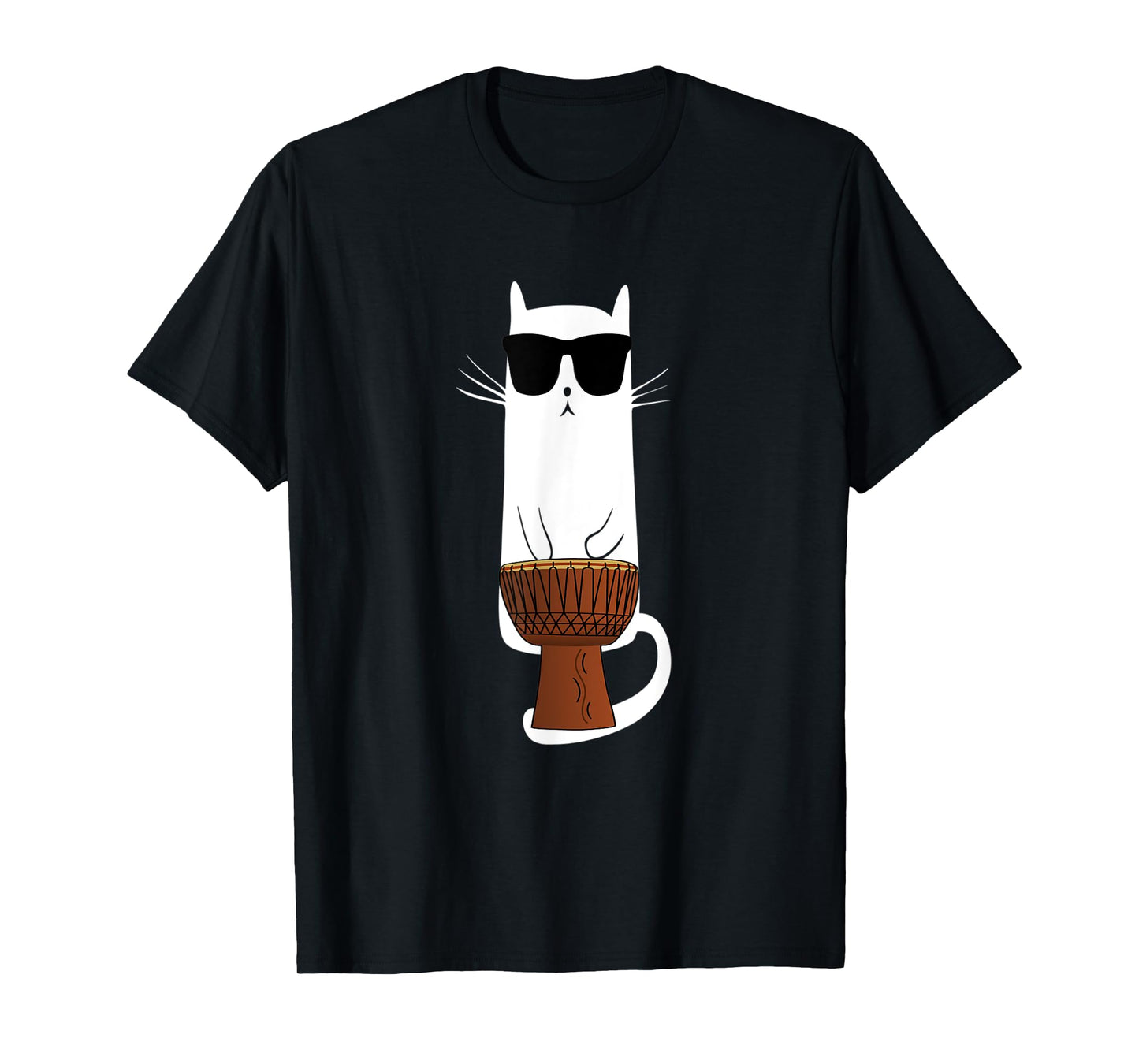 Funny Cat Wearing Sunglasses Playing Bongo's T-Shirt for Men Women Kids