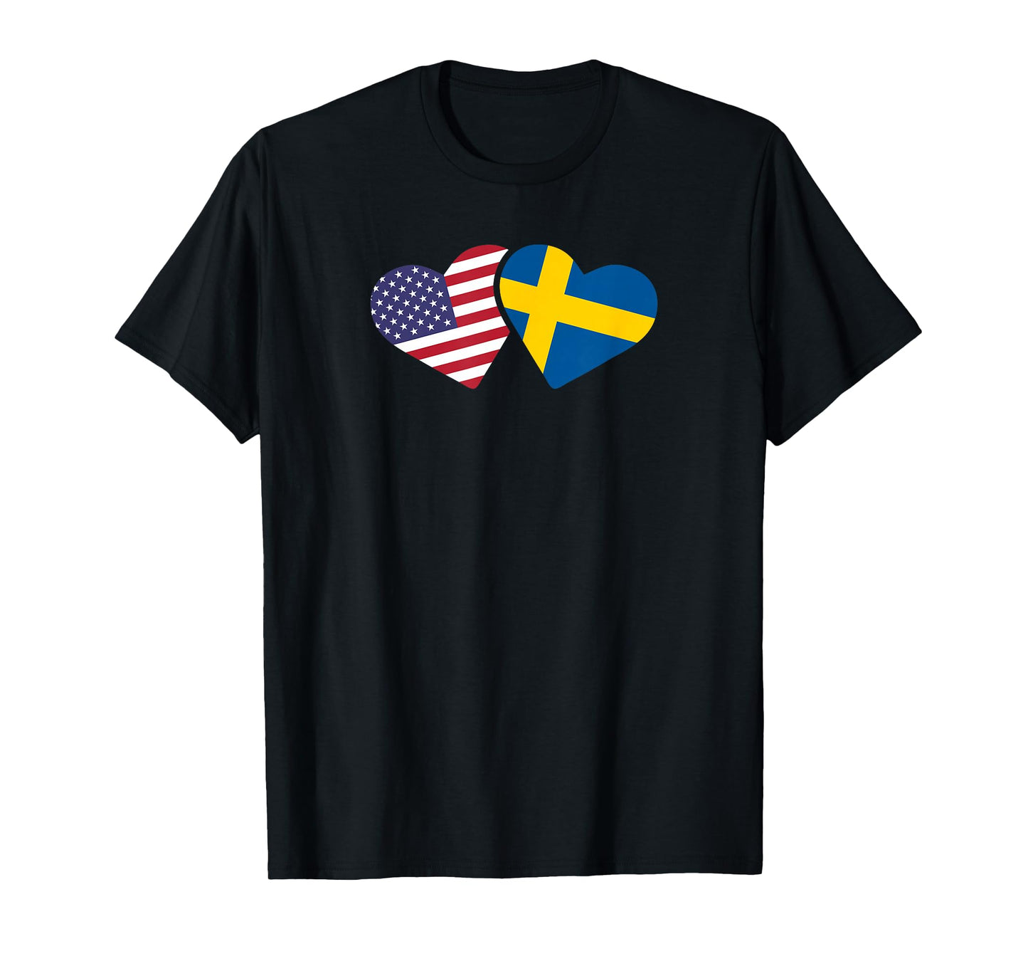 Sweden USA Flag T Shirt Heart Swedish American Love Roots T-Shirt