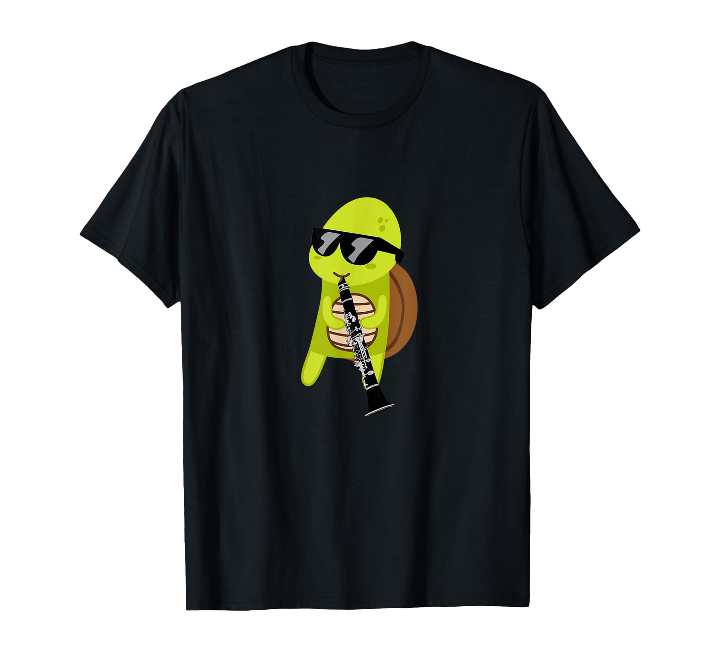 Funny Turtle Wearing Sunglasses Playing Clarinet T-Shirt