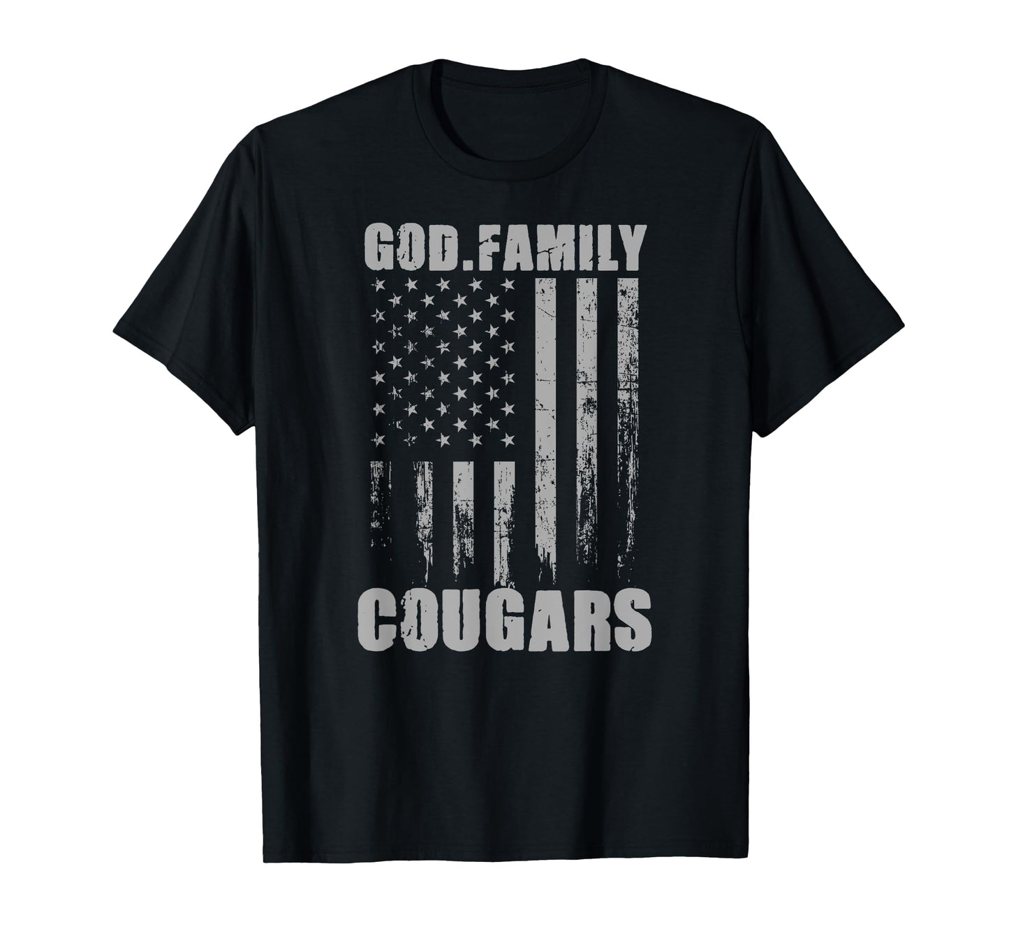 Chino Valley Cougars God. Family. Vintage USA Flag T-Shirt