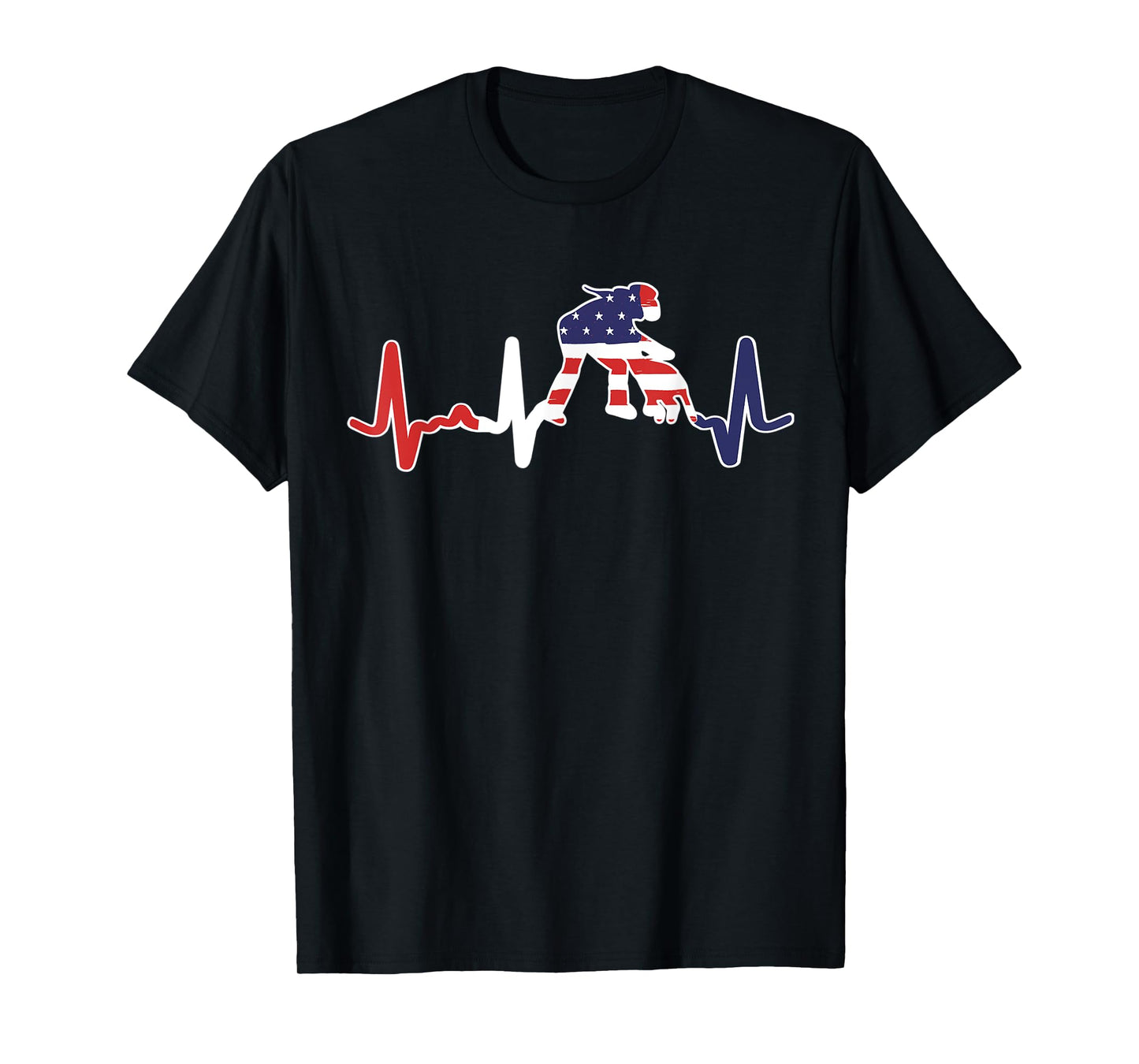 Women's Goat Tying Rodeo Heartbeat Goat Tying American Flag T-Shirt