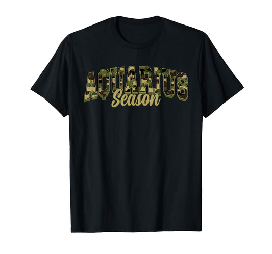 Aquarius Season Camo Camouflage Birthday Zodiac T-Shirt