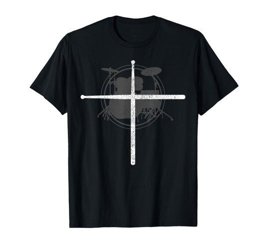 Drummer Drumsticks Cross Christian Band Drummer T-Shirt