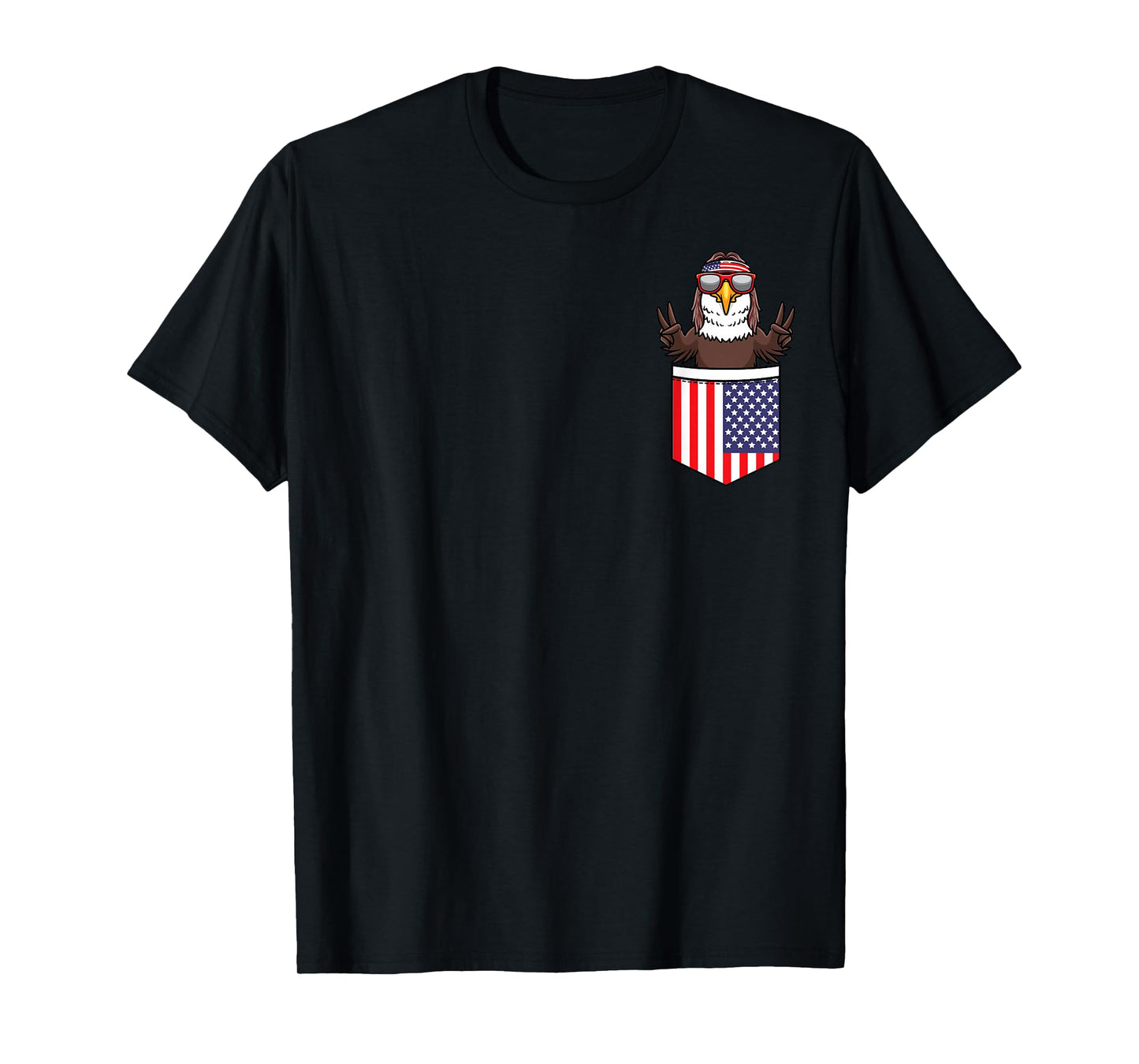 Eagle in Pocket Patriotic Independence Day 4th of July USA T-Shirt