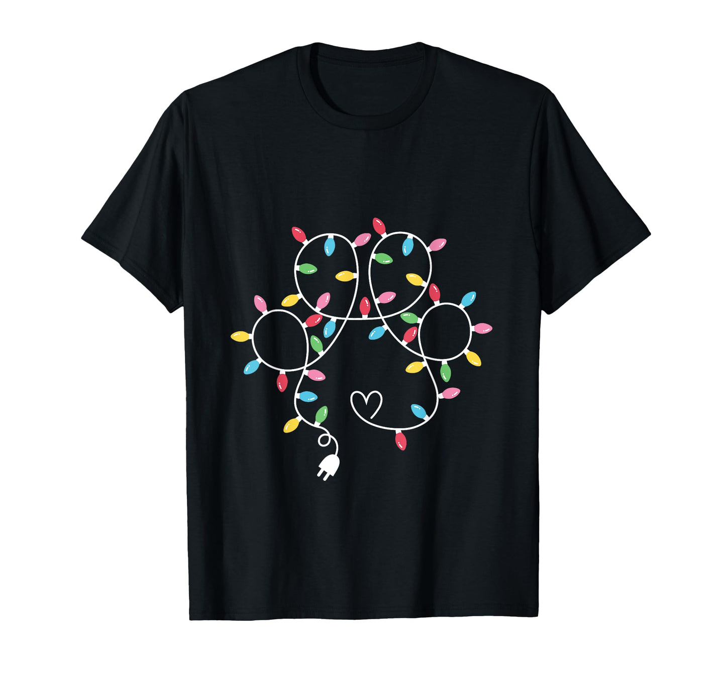 Dog Paw Print Lights Christmas Dog Lover Christmas Men Women Kids T-Shirt