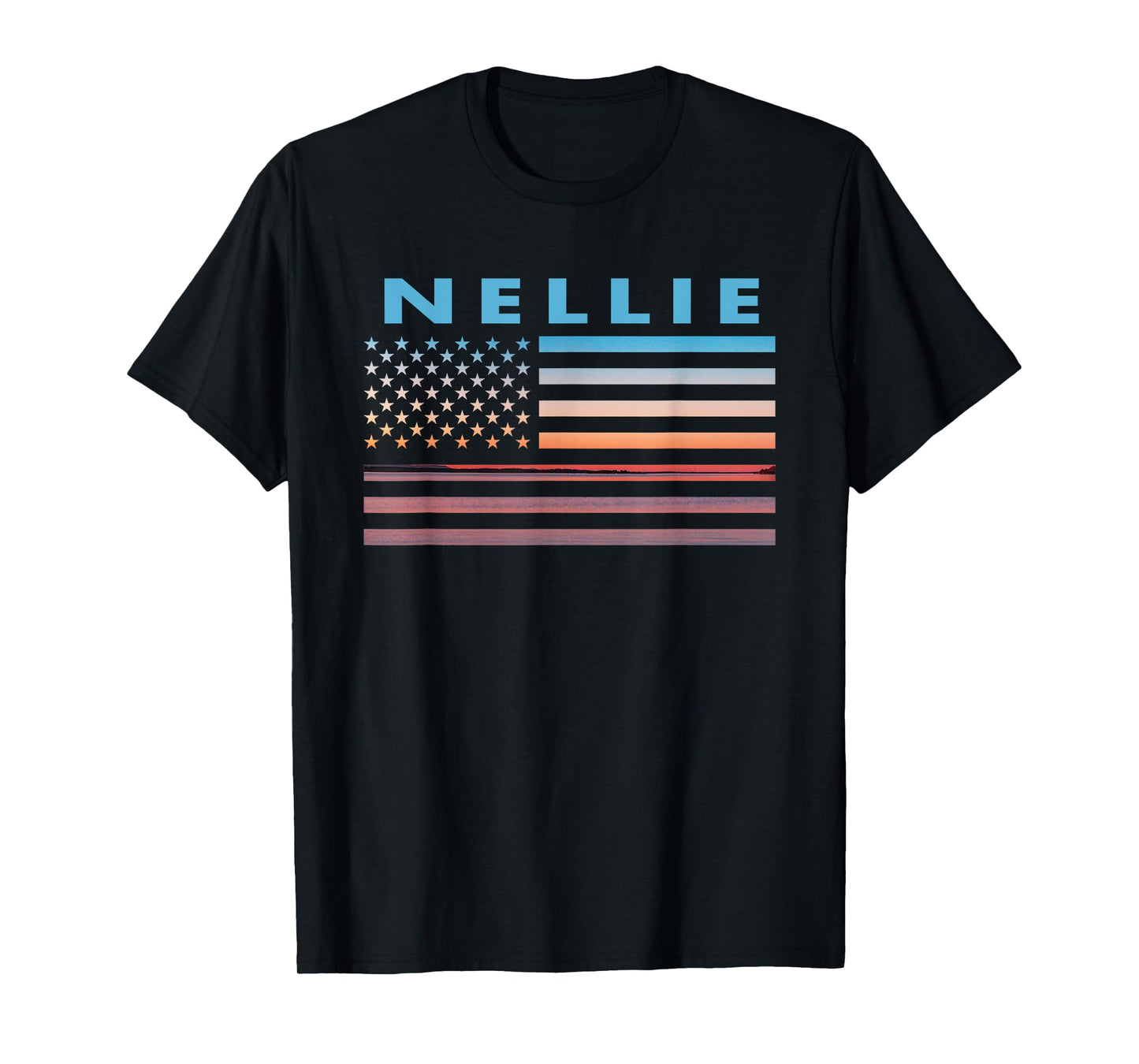 Vintage Sunset American Flag Nellie, Ohio T-Shirt