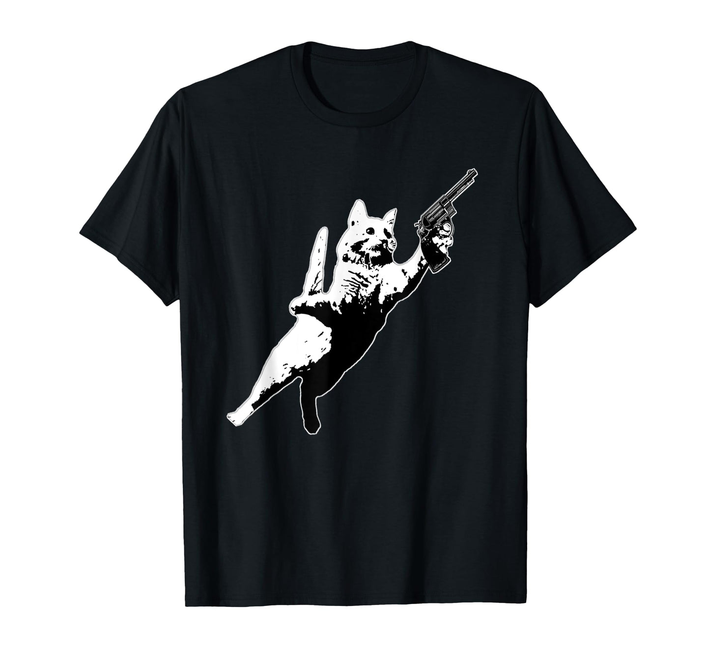 Kitty Cat Gun Jumping Funny Cat Pet Lovers T-Shirt for Men Women