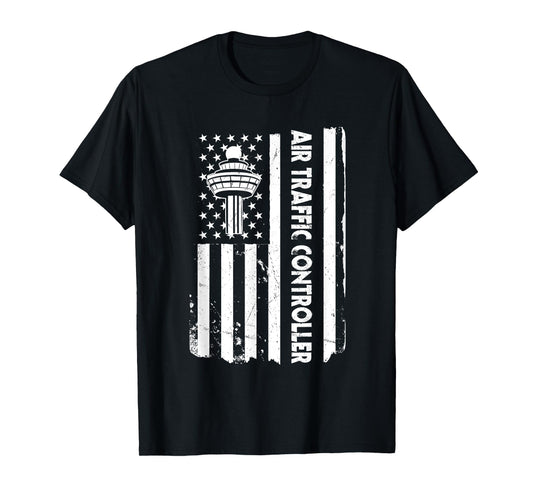 USA Flag Air Traffic Control Outfit Aviation America T-Shirt for Women Kids Men