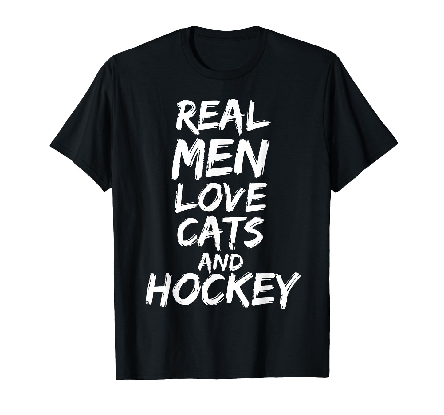 Real Men Love Cats and Hockey Shirt Funny Kitten Lover Shirt T-Shirt