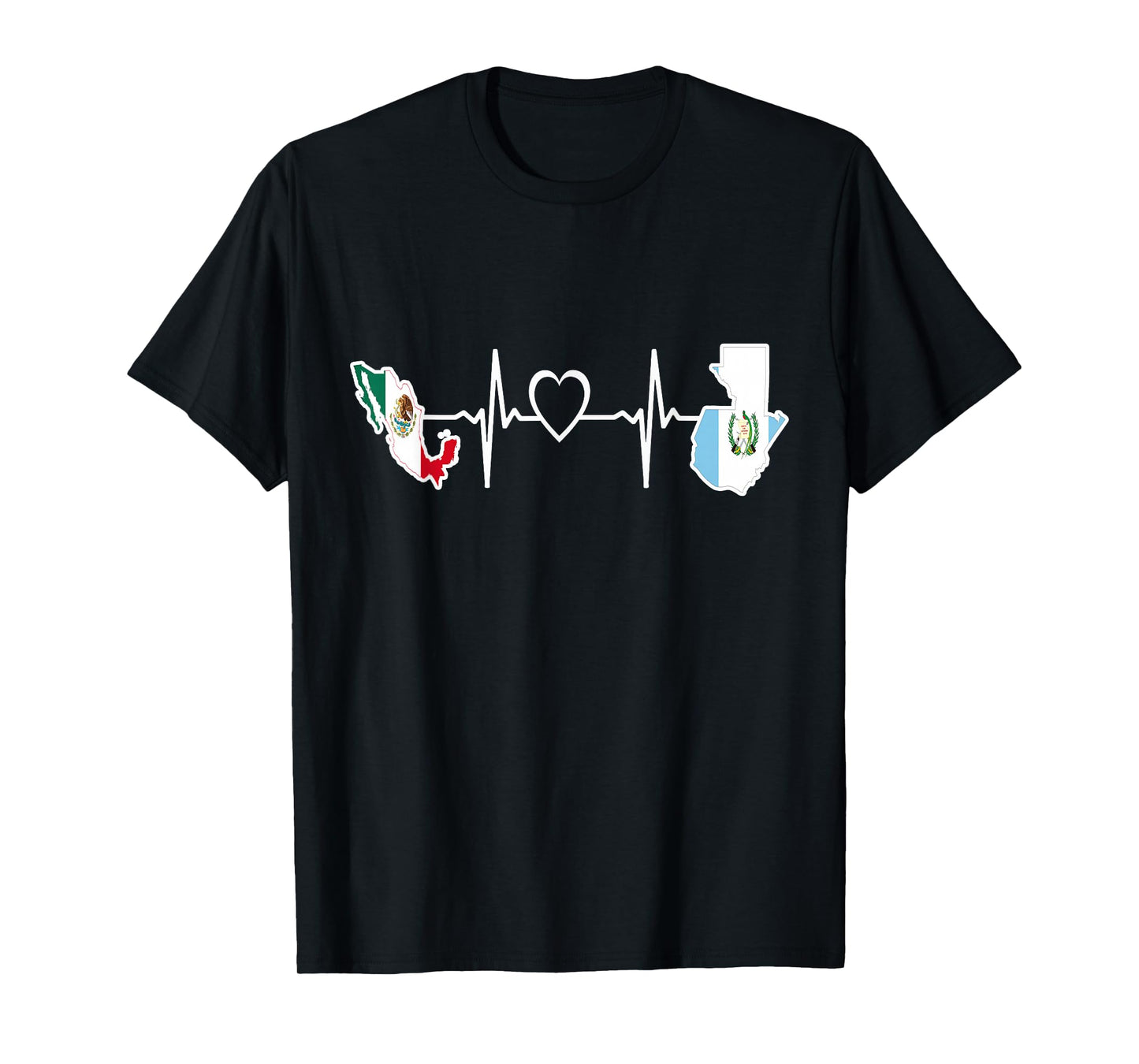 Mexican Guatemalan Flag Shirt Guatemala Mexico Heartbeat T-Shirt