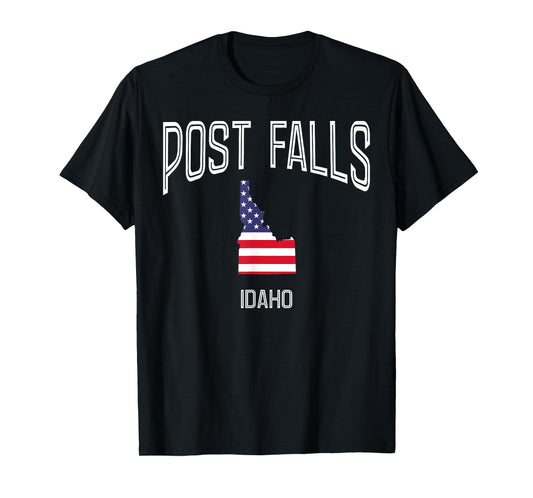 Post Falls Idaho ID Throwback Vintage USA Flag T-Shirt