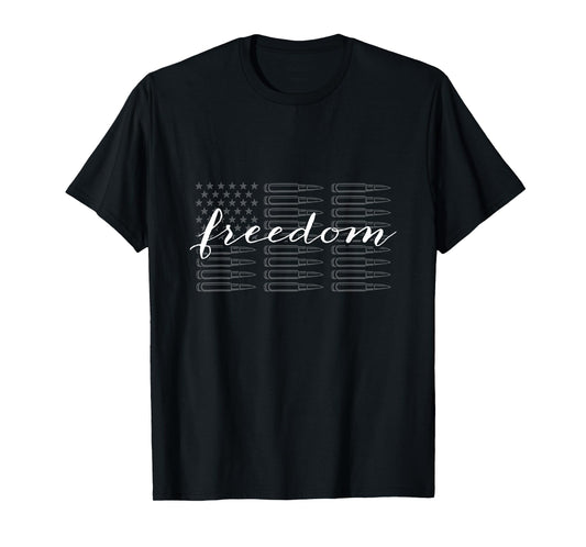Freedom American Flag Made From Bullets 4th Of July T-Shirt for Women Men