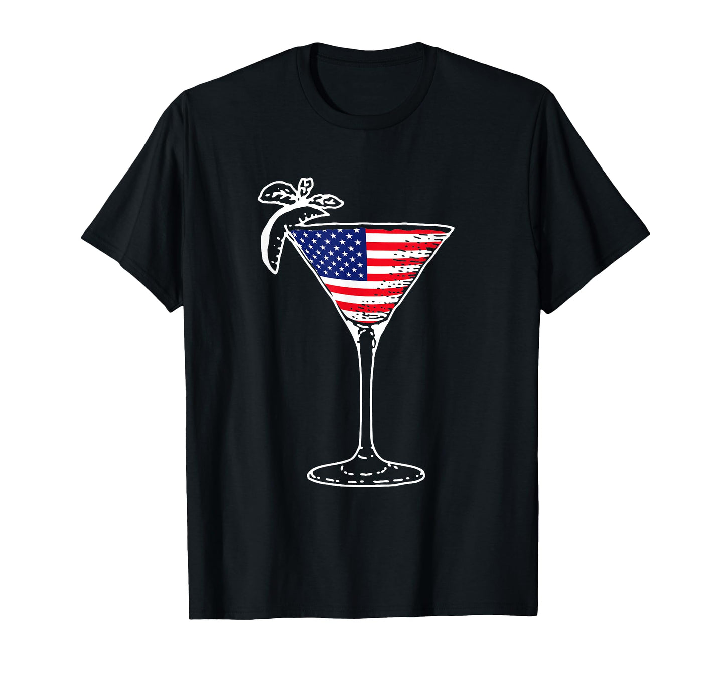 4th of July USA American Flag Martini Cocktail Funny Gift T- Women Men T-Shirt