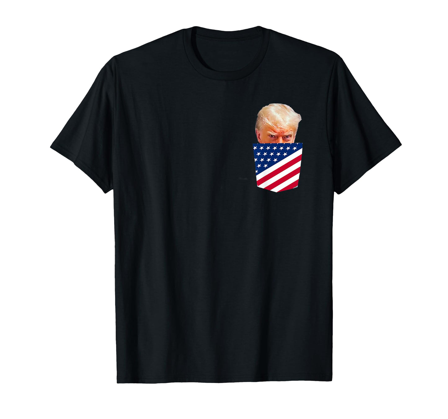 Trump in American Flag Pocket T-Shirt