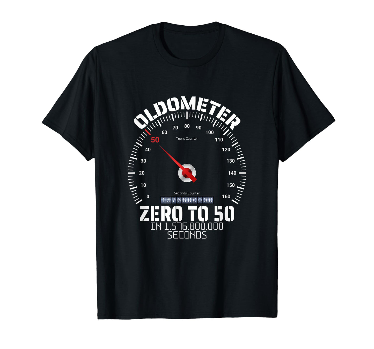 50th Birthday Oldometer Zero To 50 Years Funny 50th Birthday T-Shirt
