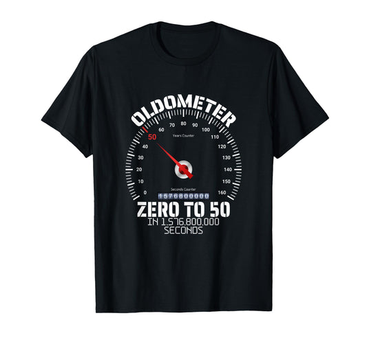 50th Birthday Oldometer Zero To 50 Years Funny 50th Birthday T-Shirt
